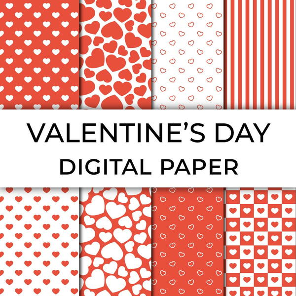 Printable Valentines Day Digital Paper Printable Valentine's Day Digital Paper