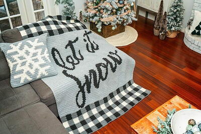 Let It Snow Crochet Blanket & Pillow