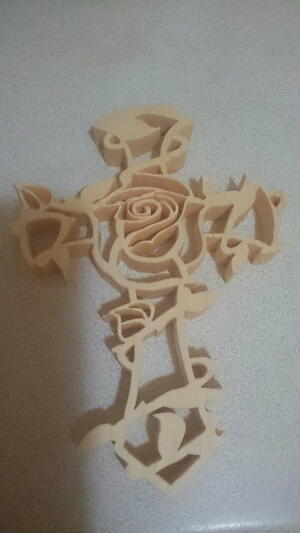 Beyond Intricate Wood Flower Cross