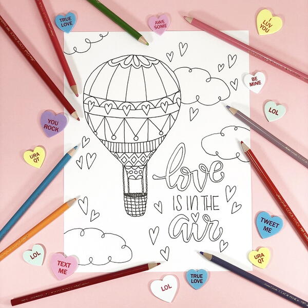 Love Is In The Air Coloring Page Free Valentine Printable Love Is In The Air Coloring Page Free Valentine Printable