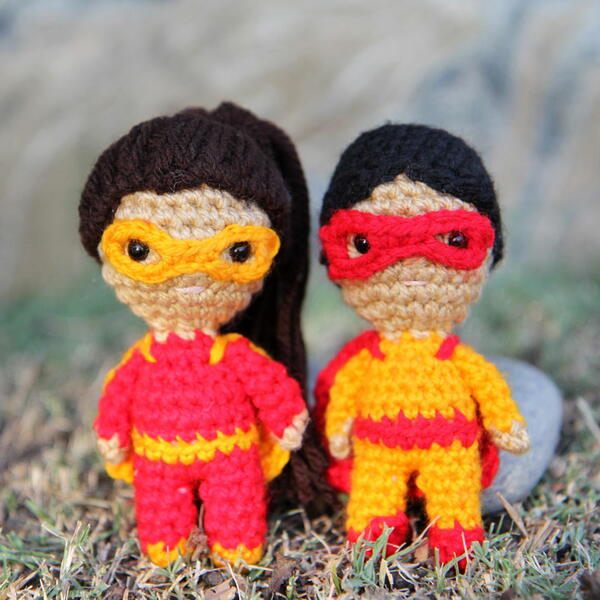 Samia And Samir - Mini Crochet Superheros - Kozu Palm Pals Samia And Samir - Mini Crochet Superheros - Kozu Palm Pals