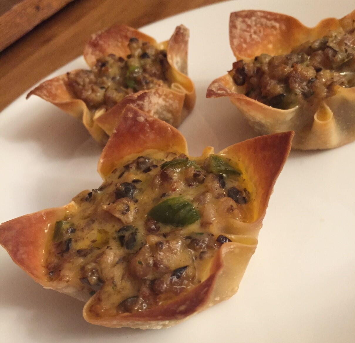 Cheesy Sausage Stuffed Wontons