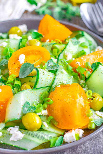 Greek Salad With Shaved Cucumber Greek Salad With Shaved Cucumber