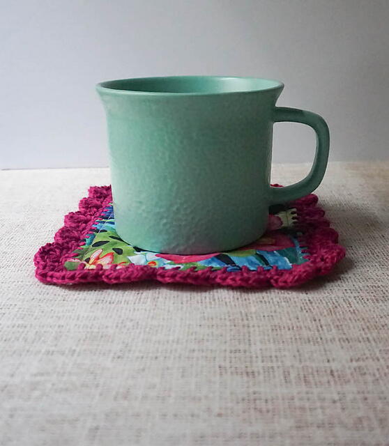 Easy Sew Mug Rug With Crochet Border Easy Sew Mug Rug With Crochet Border