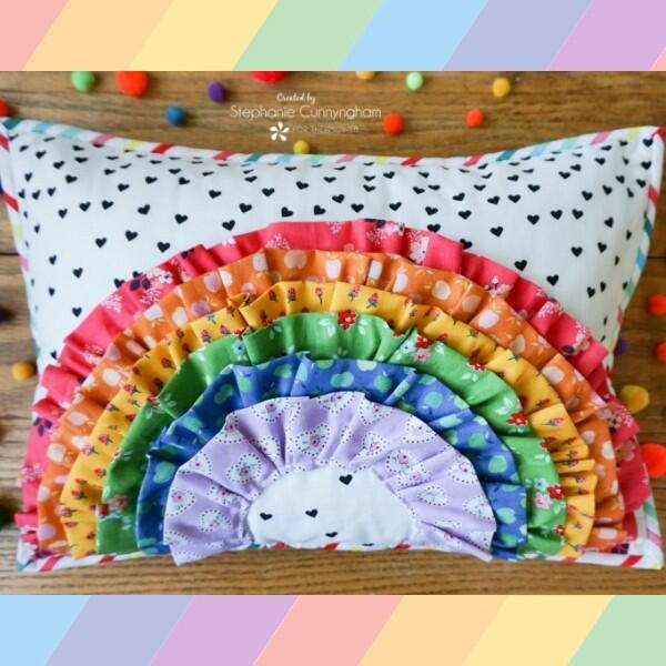 Ruffles and Rainbows Colorful Pillow Ruffles and Rainbows Colorful Pillow