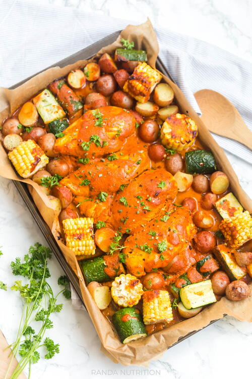 Sheet Pan Roasted Red Pepper Chicken And Vegetables Sheet Pan Roasted Red Pepper Chicken And Vegetables