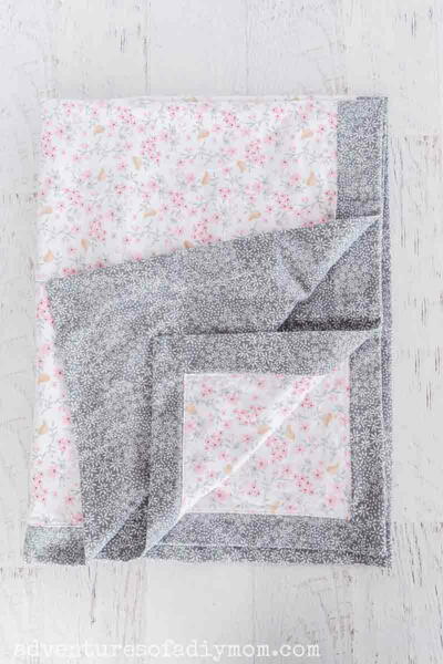 Homemade Baby Blanket With A Self-binding Border Homemade Baby Blanket With A Self-binding Border