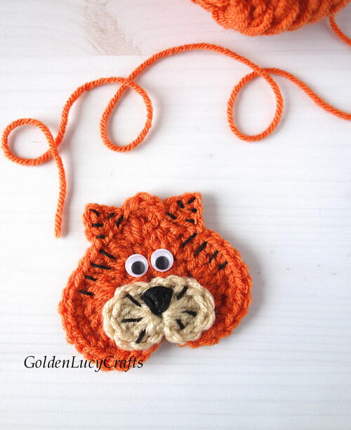 Crochet Heart Tiger Applique Crochet Heart Tiger Applique