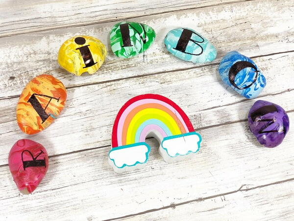 Paint Pour Rainbow Rocks Paint Pour Rainbow Rocks