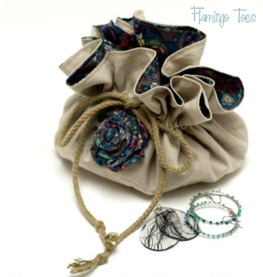 Linen Travel Jewelry Bag
