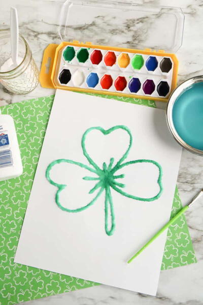 Shamrock Salt Painting Craft Shamrock Salt Painting Craft