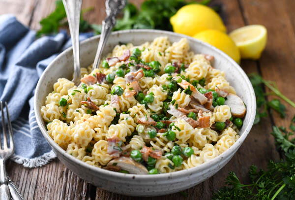 Creamy Chicken Pasta With Bacon Lemon And Peas Creamy Chicken Pasta With Bacon, Lemon And Peas