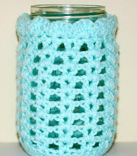 Ruffle Crochet Mason Jar Cozy Ruffle Crochet Mason Jar Cozy