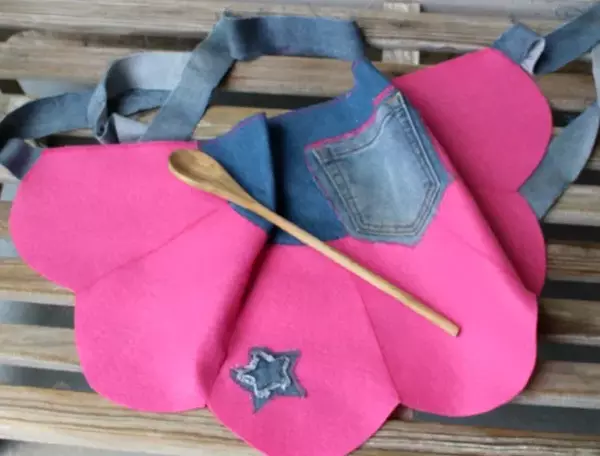 Recycled Jeans And Felt Apron Recycled Jeans And Felt Apron