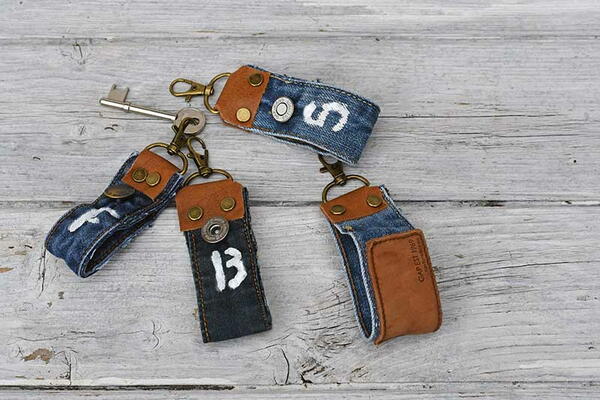 Denim Fabric Key Fobs Denim Fabric Key Fobs