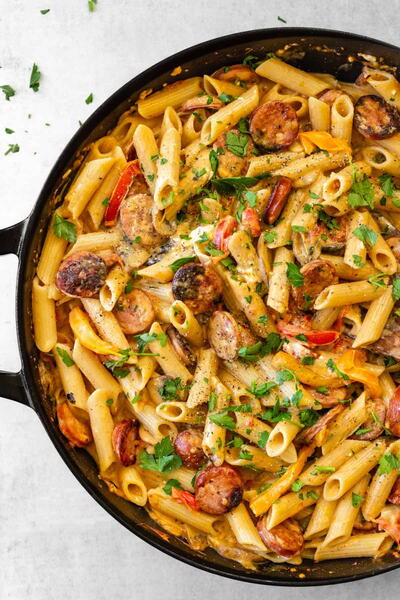 One Pot Creamy Cajun Sausage Pasta