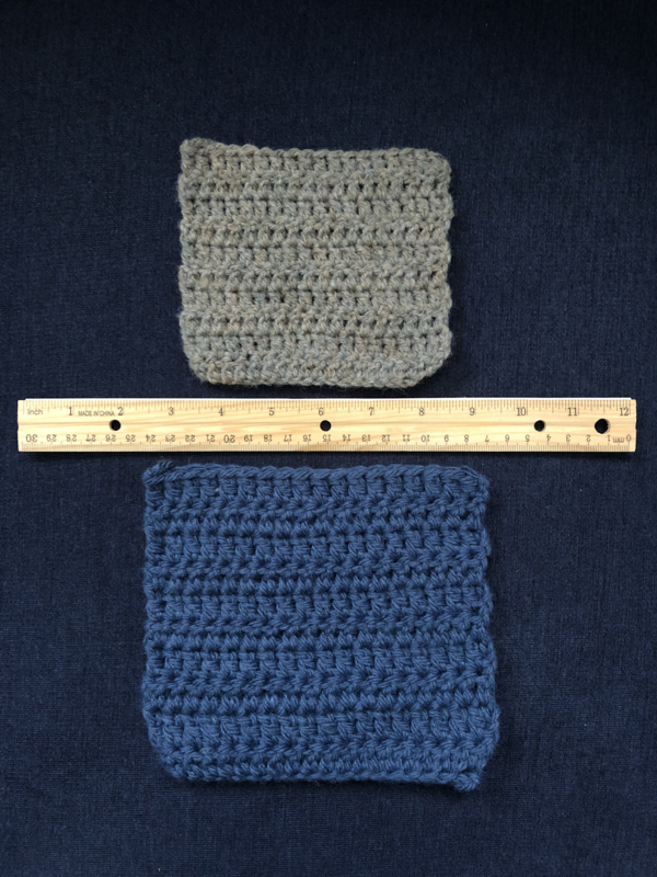 Example Image Shows Adding Width by Crocheting With a Thicker Yarn