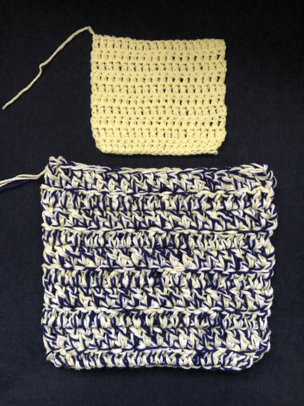 Example Image Shows Adding Width by Crocheting With Multiple Strands