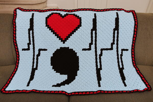 Semicolon Heart Rate C2c Crochet Afghan For Mental Health Awareness Semicolon Heart Rate C2c Crochet Afghan For Mental Health Awareness