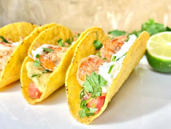 Shrimp Tacos With Avocado Grapefruit And Creamy Cilantro Sauce Shrimp Tacos With Avocado, Grapefruit, And Creamy Cilantro Sauce