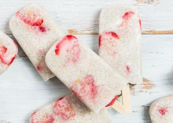Healthy Strawberry Chia Seed Popsicles