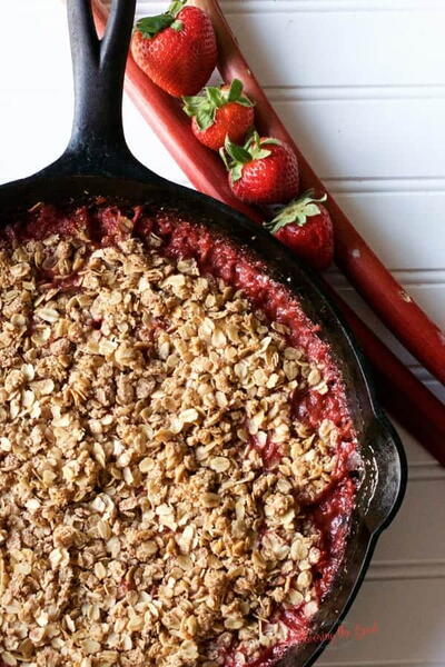 Strawberry Rhubarb Cast Iron Crisp