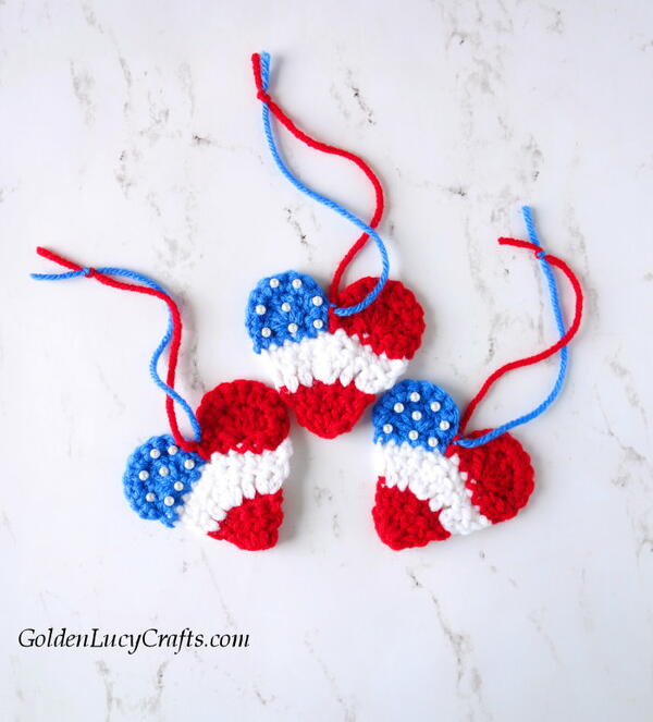 Crochet Patriotic Heart Ornament Crochet Patriotic Heart Ornament