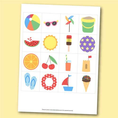 Printable Summer Memory Game Printable Summer Memory Game