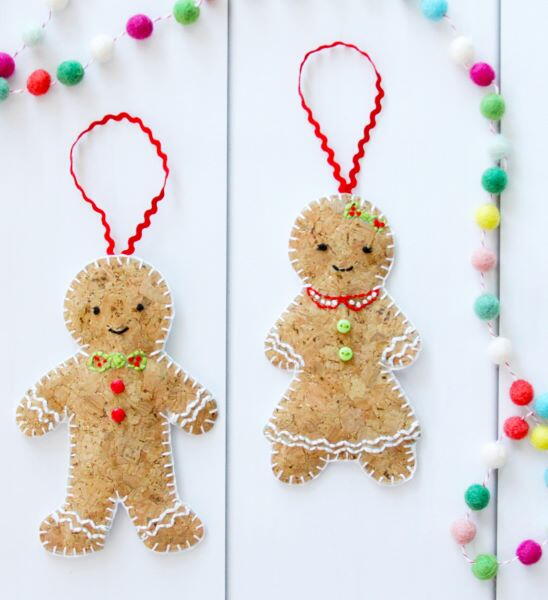 DIY Christmas Embroidered Cork Gingerbread Ornaments DIY Christmas Embroidered Cork Gingerbread Ornaments