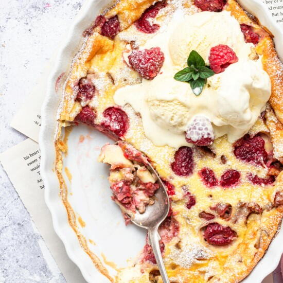 Rhubarb Raspberry Clafoutis