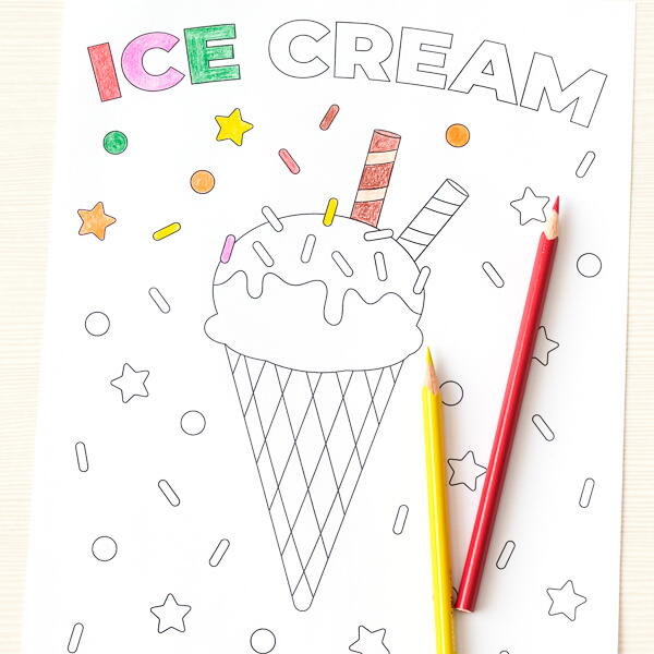 Printable Ice Cream Coloring Page Printable Ice Cream Coloring Page
