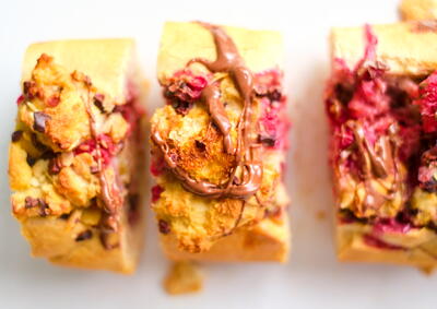 Raspberry Chocolate Bread Pudding Baguette