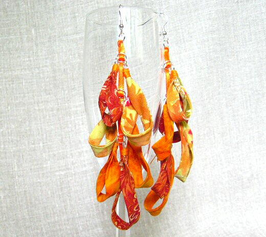 Fabric Floral Homemade Earrings Fabric Floral Homemade Earrings