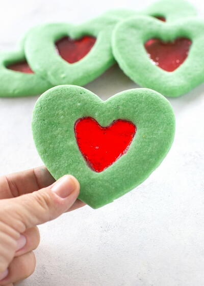 Grinch Heart Sugar Cookies