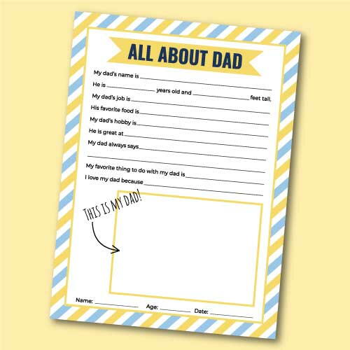 All About Dad Questionnaire All About Dad Questionnaire