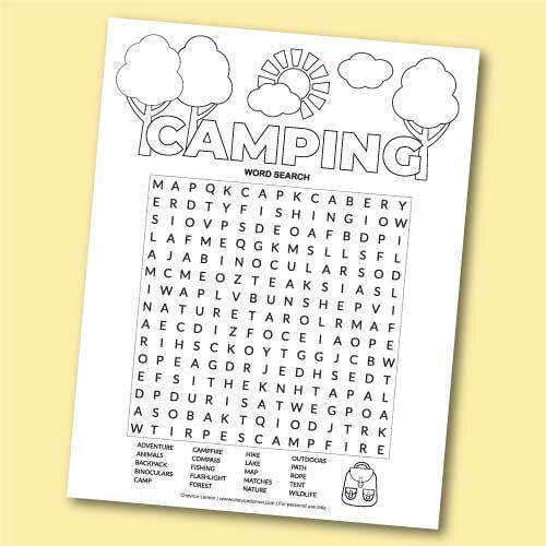 Printable Camping Word Search Printable Camping Word Search