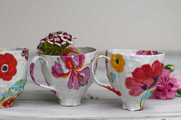 Paper Mache Vintage Teacups Paper Mache Vintage Teacups