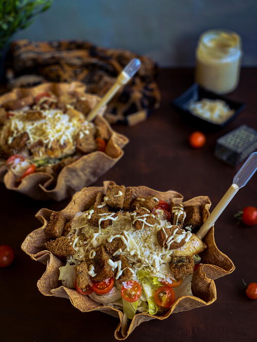 The Best Skinny Homemade Chicken Caesar Salad In Tortilla Bowl The Best Skinny Homemade Chicken Caesar Salad In Tortilla Bowl