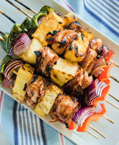 Barbecue Chicken, Bacon, and Pineapple Kabobs