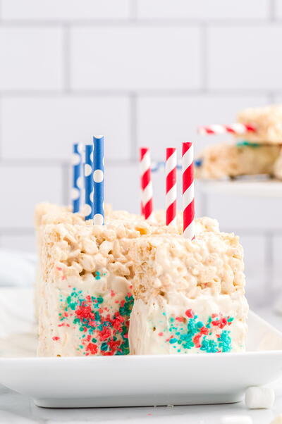 Firecracker Rice Krispie Treat Pops Firecracker Rice Krispie Treat Pops