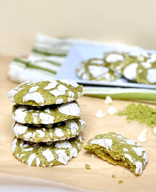 Matcha Crinkle Cookies Matcha Crinkle Cookies