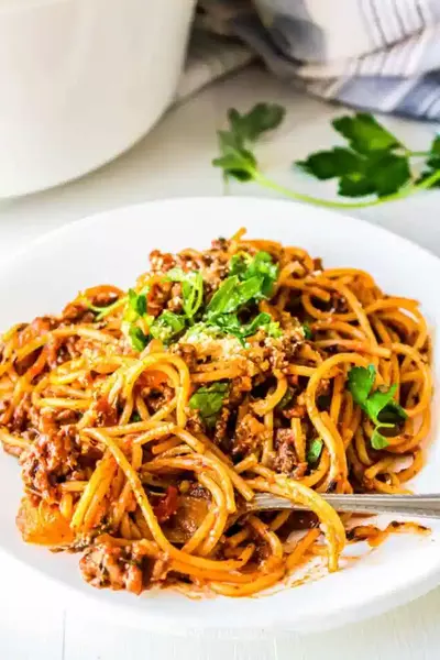One Pot Ground Turkey Spaghetti