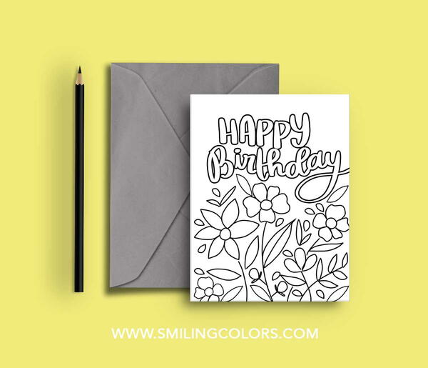 Birthday Coloring Cards Birthday Coloring Cards