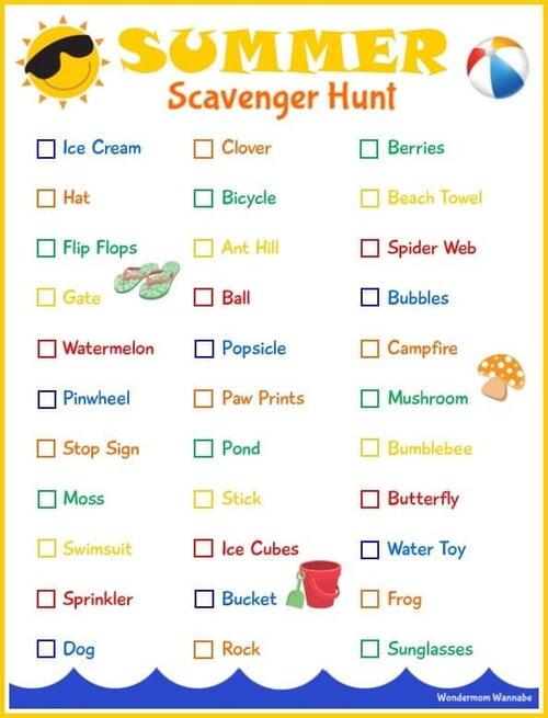 Printable Summer Scavenger Hunt Printable Summer Scavenger Hunt