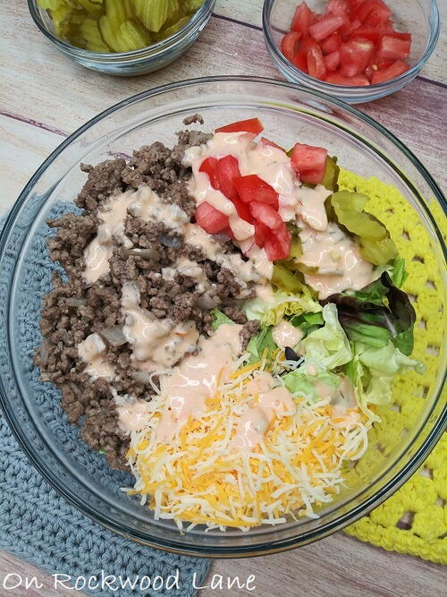 Easy Cheeseburger Salad With Thousand Island Dressing Easy Cheeseburger Salad With Thousand Island Dressing