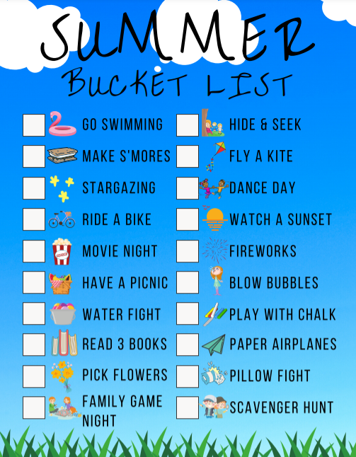 Free Printable Summer Bucket List Kids Free Printable Summer Bucket List Kids