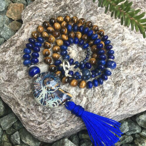 Lapis Lazuli Tigers Eye Tassel Necklace Lapis Lazuli & Tiger's Eye Tassel Necklace