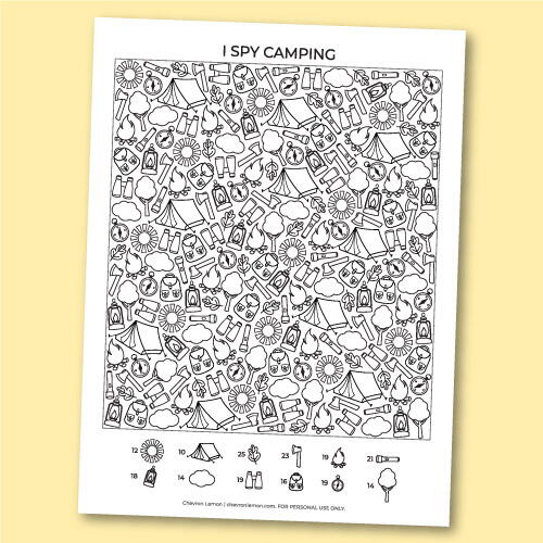 Printable I Spy Camping Printable I Spy Camping