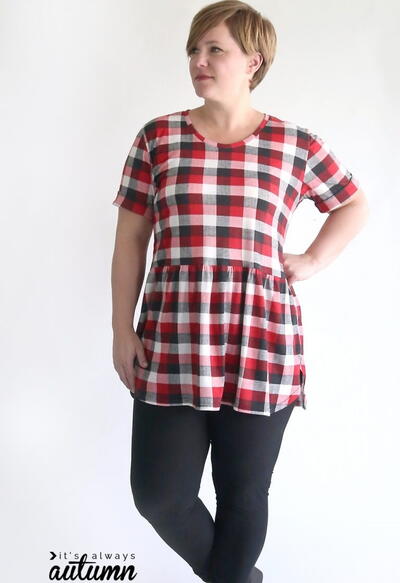 Easy Plaid Peplum Top Easy Plaid Peplum Top