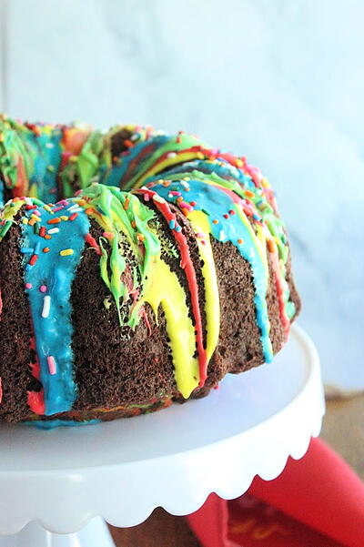 Chocolate Rainbow Bundt Cake